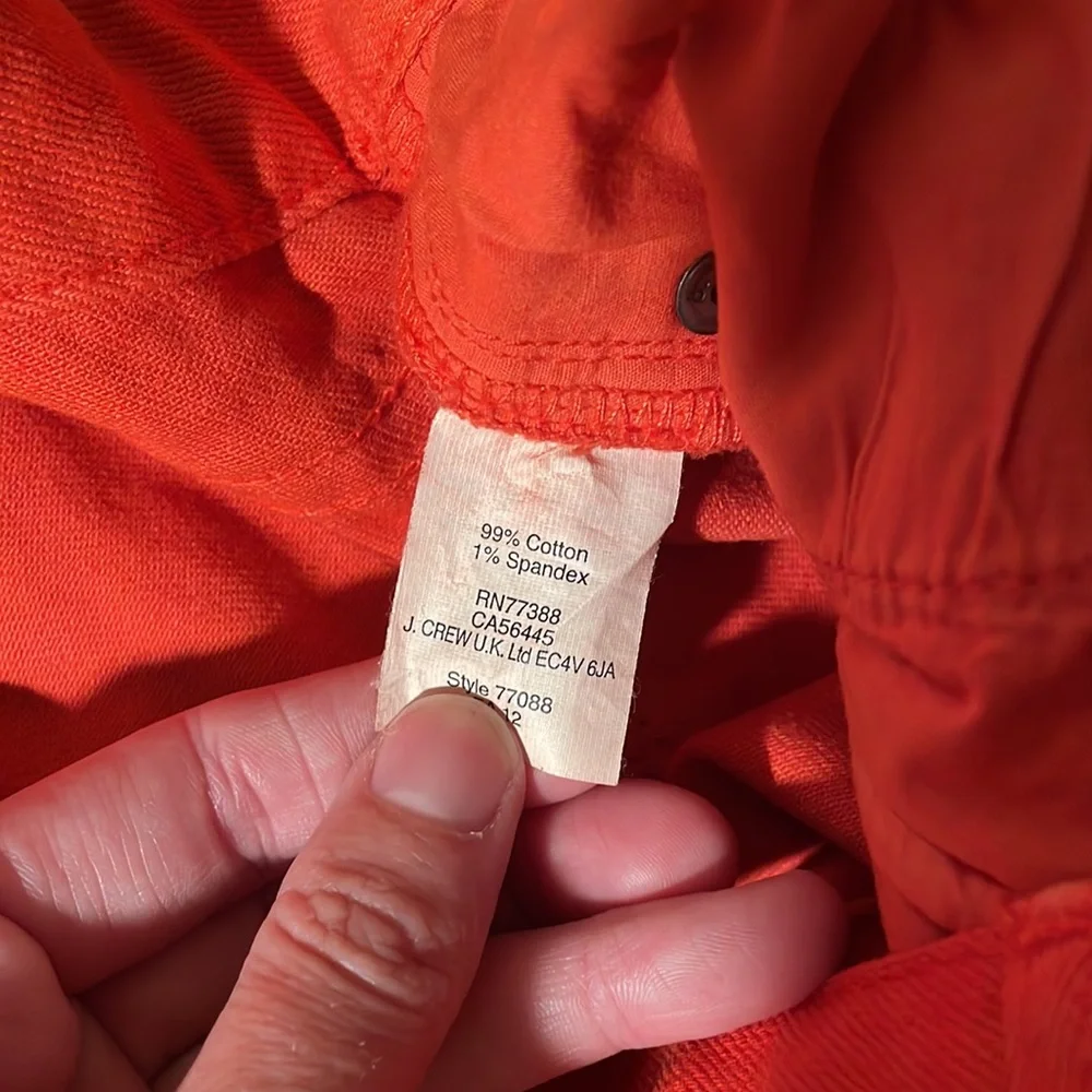 J. Crew Orange Toothpick Jeans